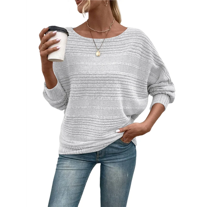 

CYL-Women's Soft Long Sleeve Blouses Crewneck Pullover Tops Business Casual Batwing Knitted Oversized Outfits 2025