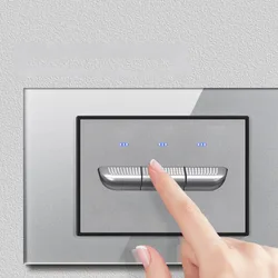 118 Type 1 2 3 4 Gang 1 2 Way Gray Tempered Glass Switch  Socket 20 A European Plug Universal Socket American Standard