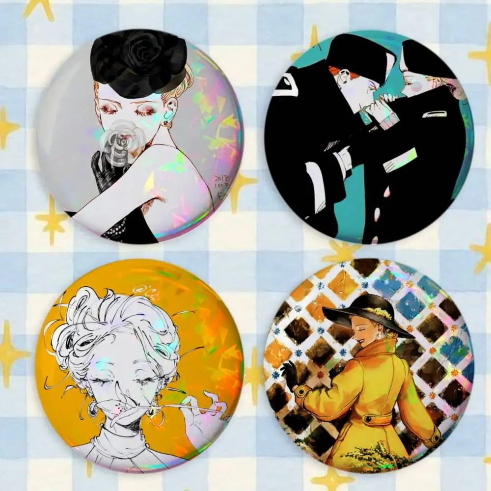 Vintage Romantic manga V-Veil Brooches Cartoon Badge Pins Backpack Hat Accessories Friend Gift