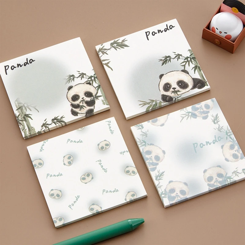 Draagbare Sticky Notes Leuke Panda Bamboe Notitieblokken Geplaatst Inktbestendig voor To Do Lijsten Checklists Herinneringen 50