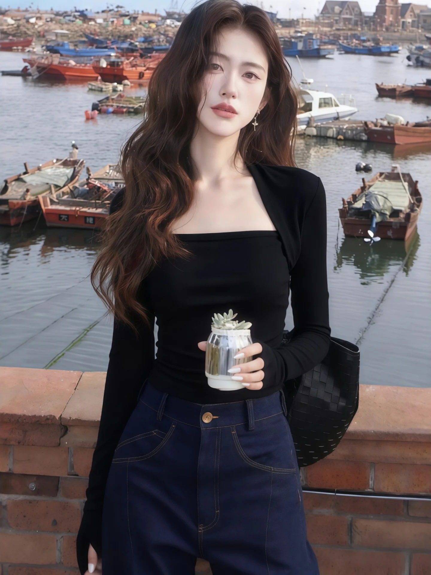 T-shirt lunga con colletto quadrato Sve slim fit da donna Autunno Inverno Strato base garantito irt Evidenziazione sottile Top casual