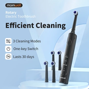 Mornwell T37 rotation electric toothbrush clean toothbrush electric toothbrush for adult with 4 extra replacement heads