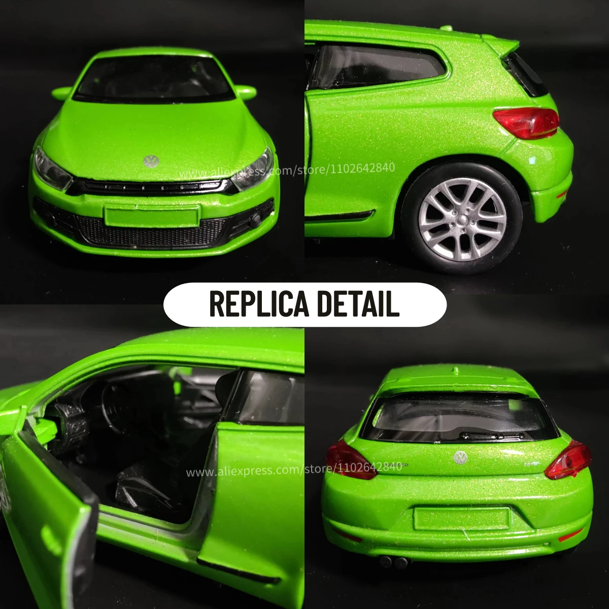 1:36 Car Model Replica VW Scirocco Scale Metal Diecast Miniature Art Vehicle Collection Hobby Xmas Gift Boy Friend Toy