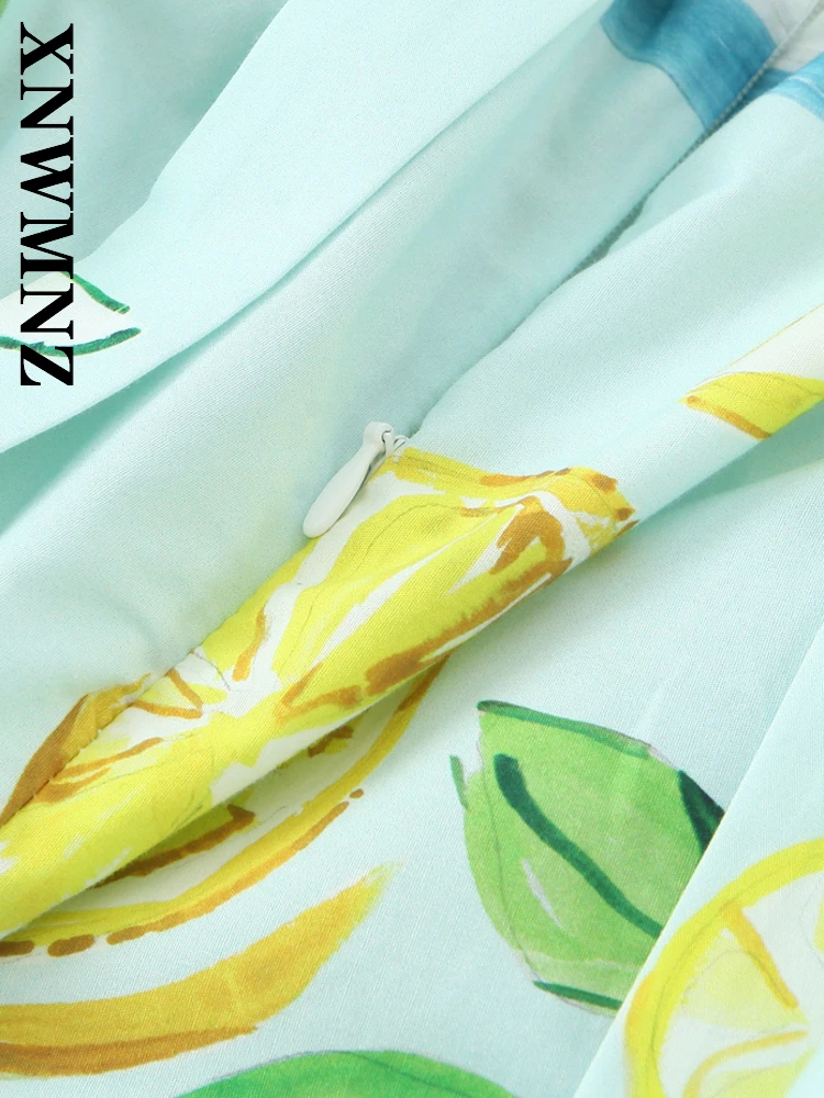 XNWMNZ 2025 夏の女性の自由奔放に生きるファッションショルダー薄いショルダーストラップ背中の開いたミディドレスシックな休日の女性ノースリーブセクシーな