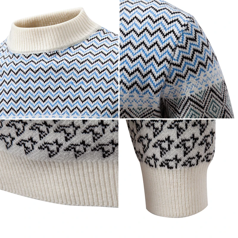 Suéteres para Hombre, jerséis cálidos con patrón geométrico de invierno, jerséis Vintage 2025, Jersey elástico ajustado para Hombre, suéter para Hombre, Tops de punto