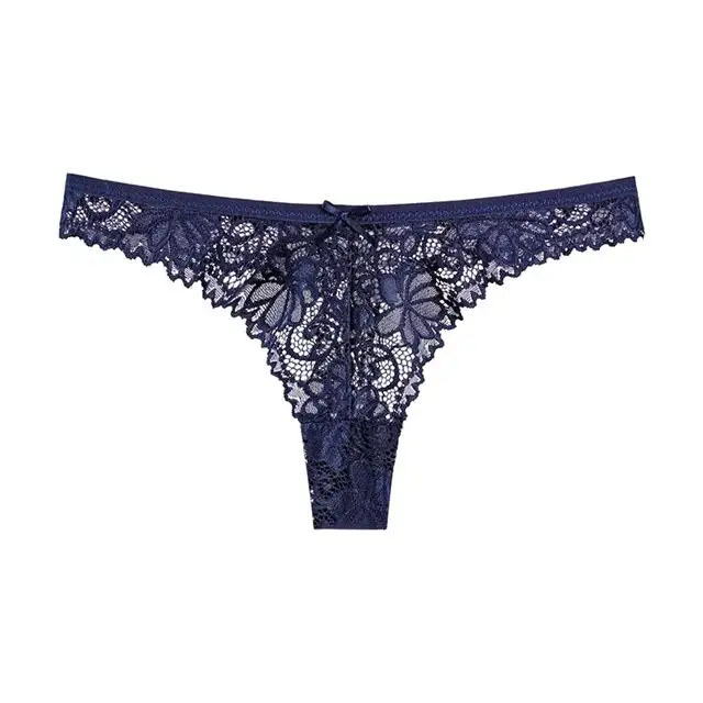 Low Waisted Sexy Lace Thong Women\'s Underwear See-through Mesh T-pants Hollow out T-back Seamless G-string Tang