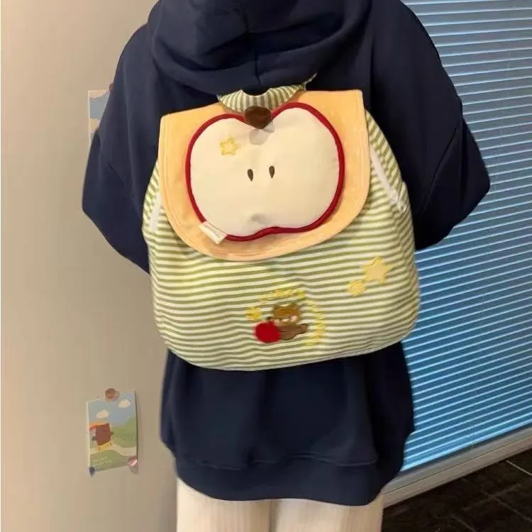 

Women Cute apple backpack girl funny cartoon school bags