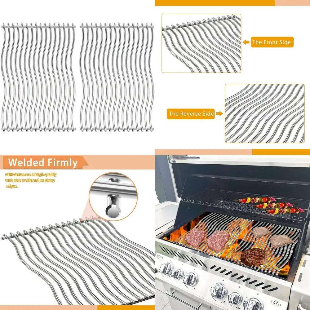 

Stainless Steel Cooking Grids Replacement for Gas Grill Models, Solid Rods, 17.75 x 27.5, 2 Pack, Grill Grates for Outdoor Cooki