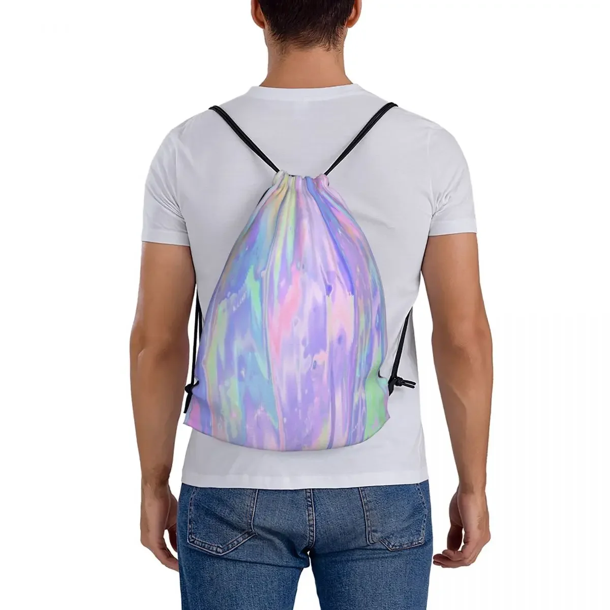 Zaini Iridescent Dreams Borse portatili con coulisse alla moda Borsa portaoggetti tascabile con coulisse BookBag per uomo donna scuola