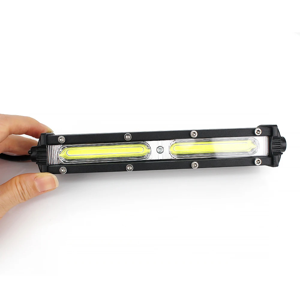 Barra Led off Road 7 Inch 18w Slim Car Work Light Bar Strobe Warning Light Cob Single-row Offroad Suv Truck for Car Parts