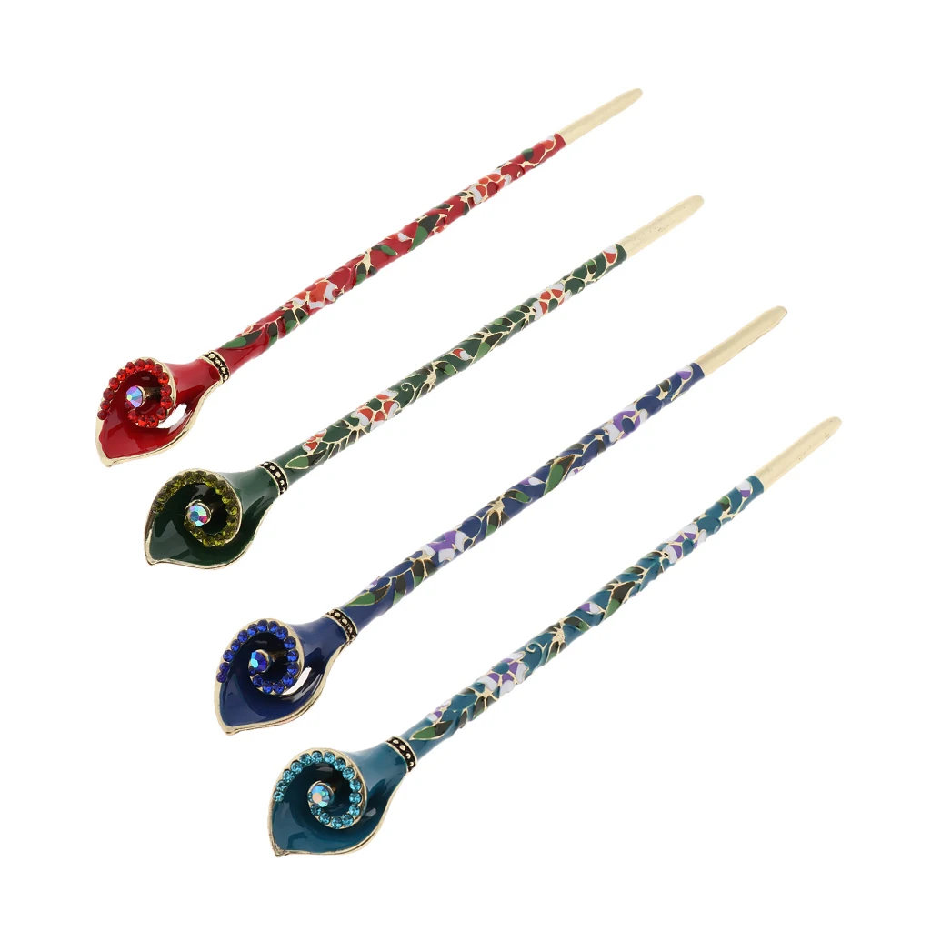 

Metal Traditional Style Hair Chopsticks Blue