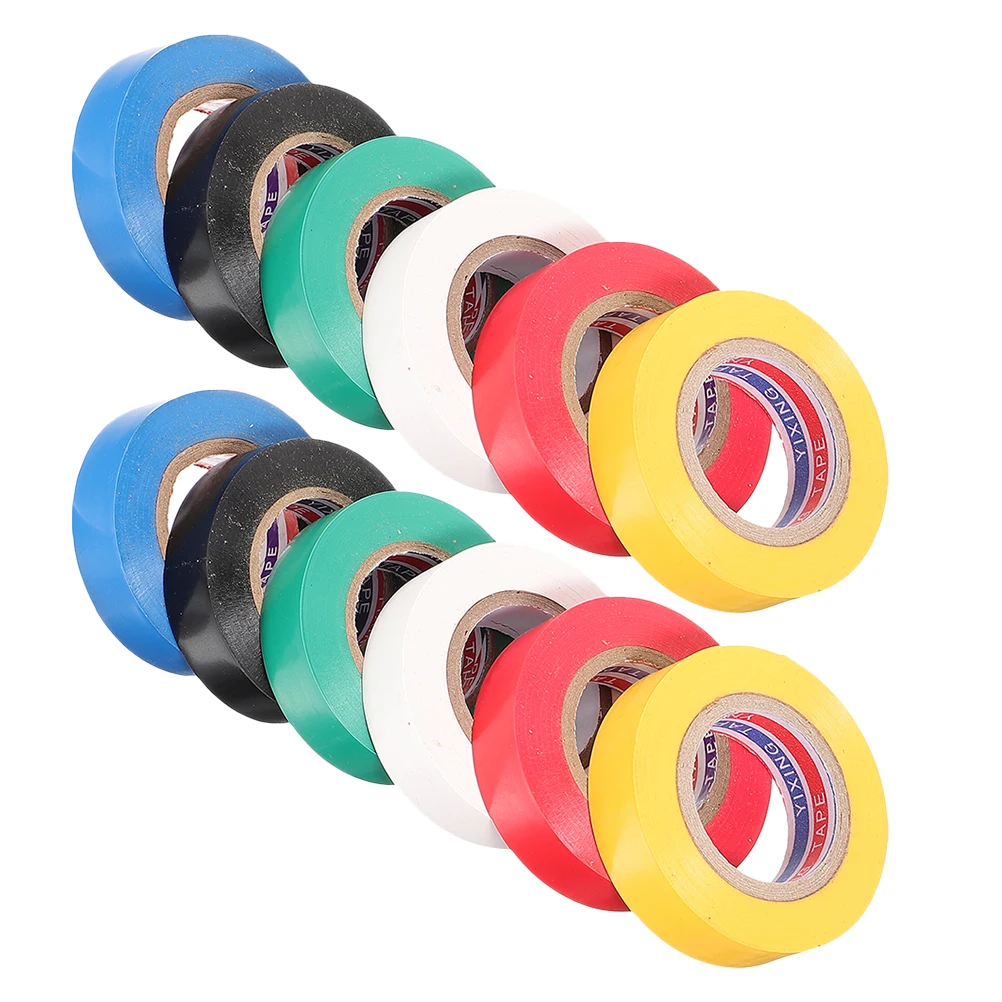 

12 Rolls PVC Electrical Tape Colored Insulation Tape Set for Wiring Harness and Electrical Blocking Stickers