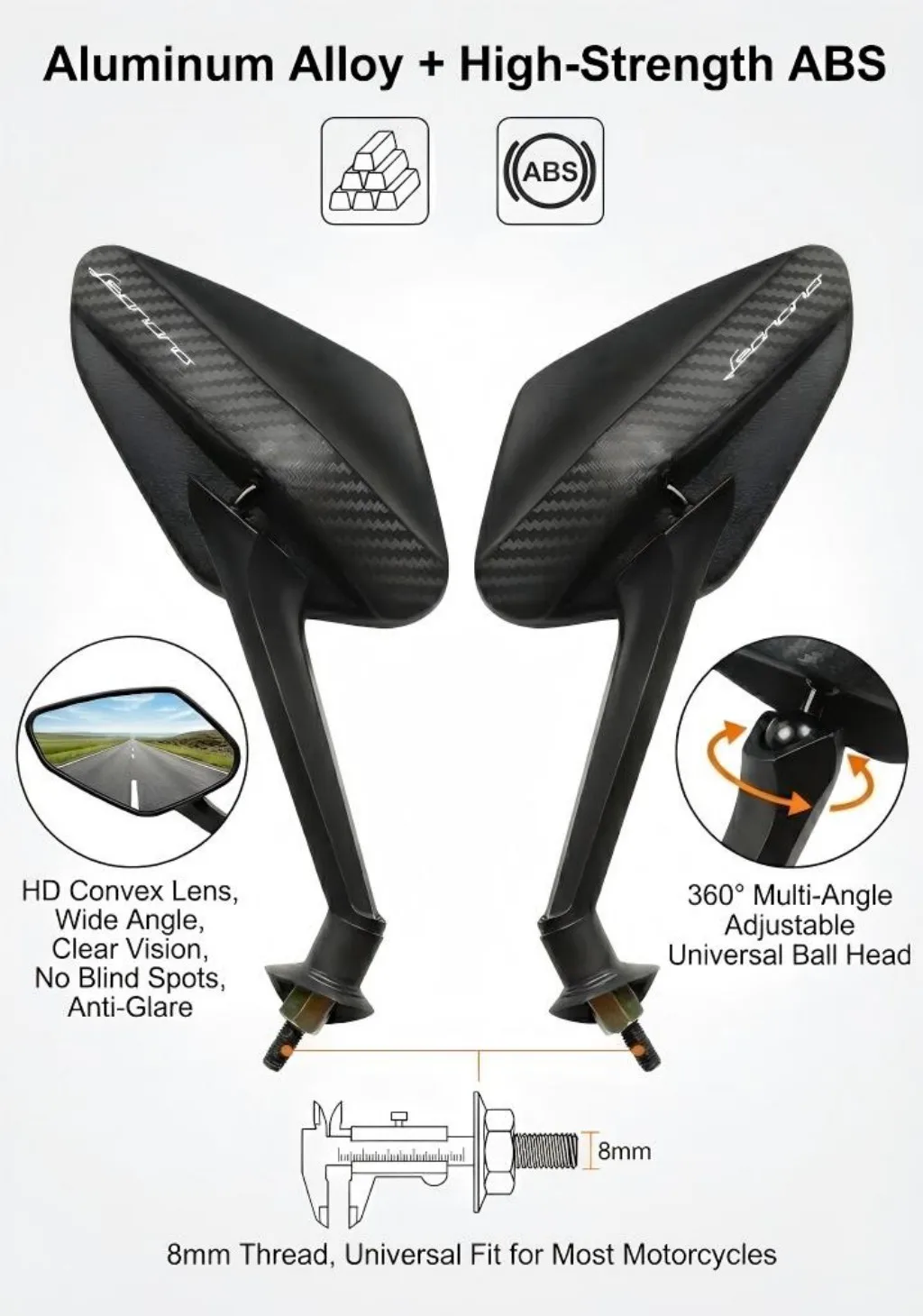 

Для Benelli TRK 502 Leoncino 500 BJ500 250 Leoncino 250 Ultimate долговечность углеродное волокно антибликовое внедорожное зеркало заднего вида