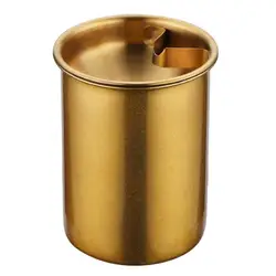 Stainless Steel Ashtray with Windproof Funnel-shape Lid Clip Large Capacity Heavy Duty Metal Desktop Ash Storage Holder