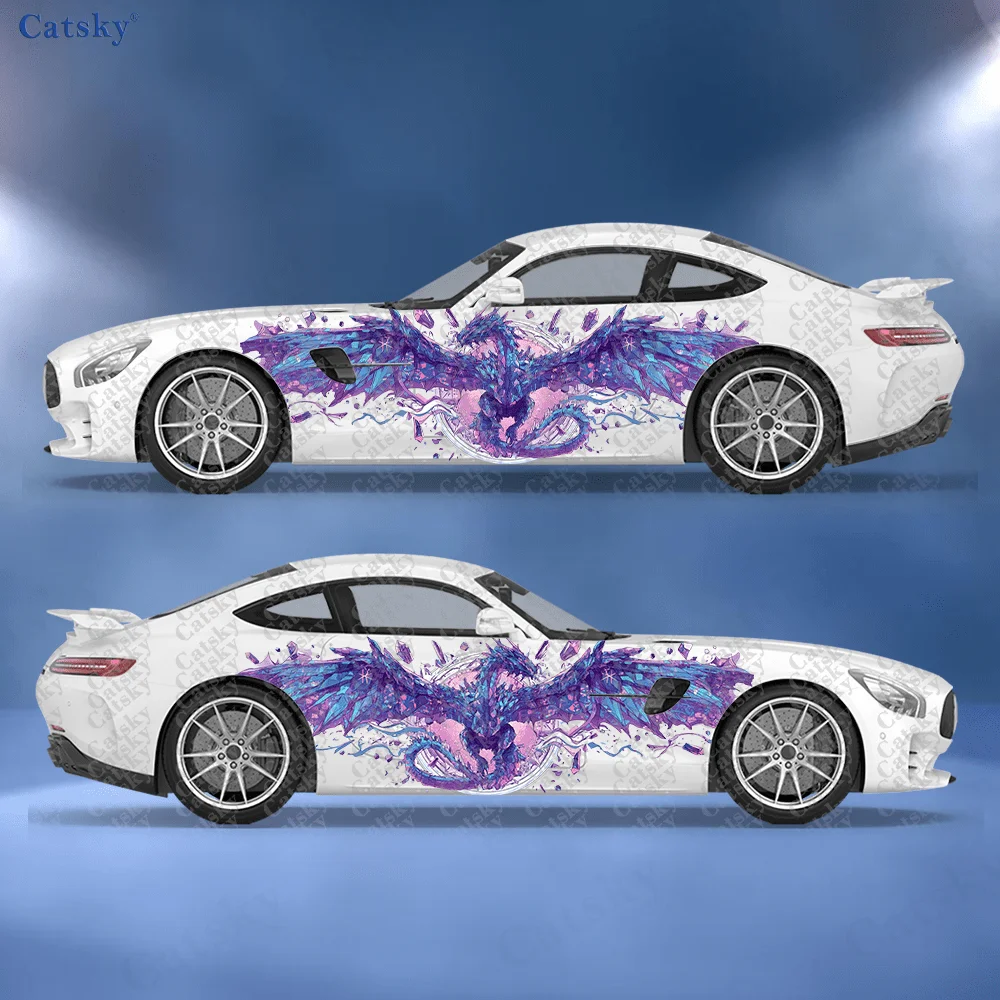 

2pcs Fantasy crystal dragon decal, suitable for cars and trucks, durable, fade-resistant, easy to install and remove - Enhance t