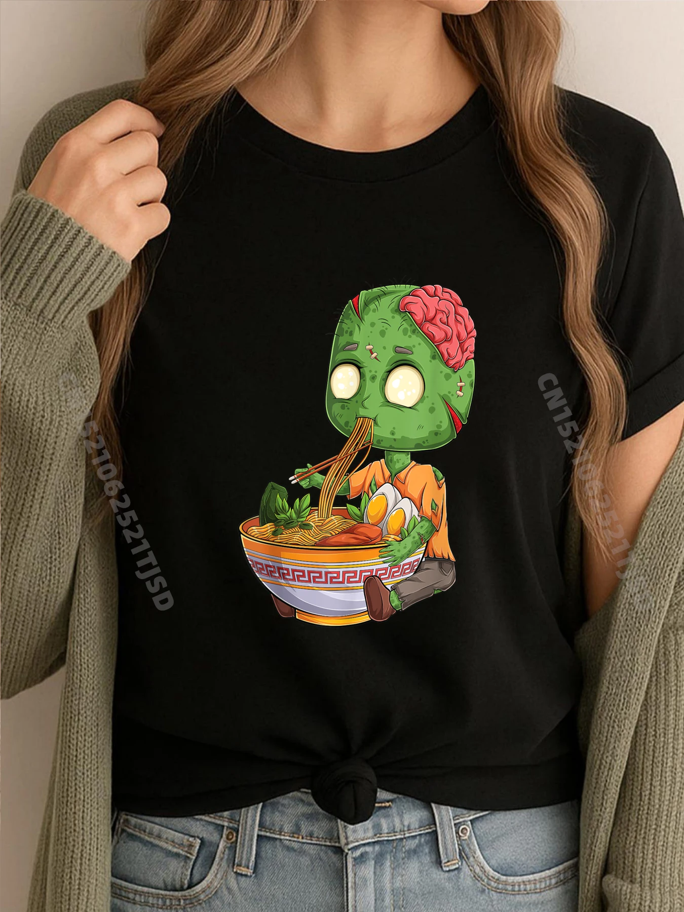 

kawaii japanese Zombie Halloween ramen Food Lovers 3XL Woman Clothing High Quality