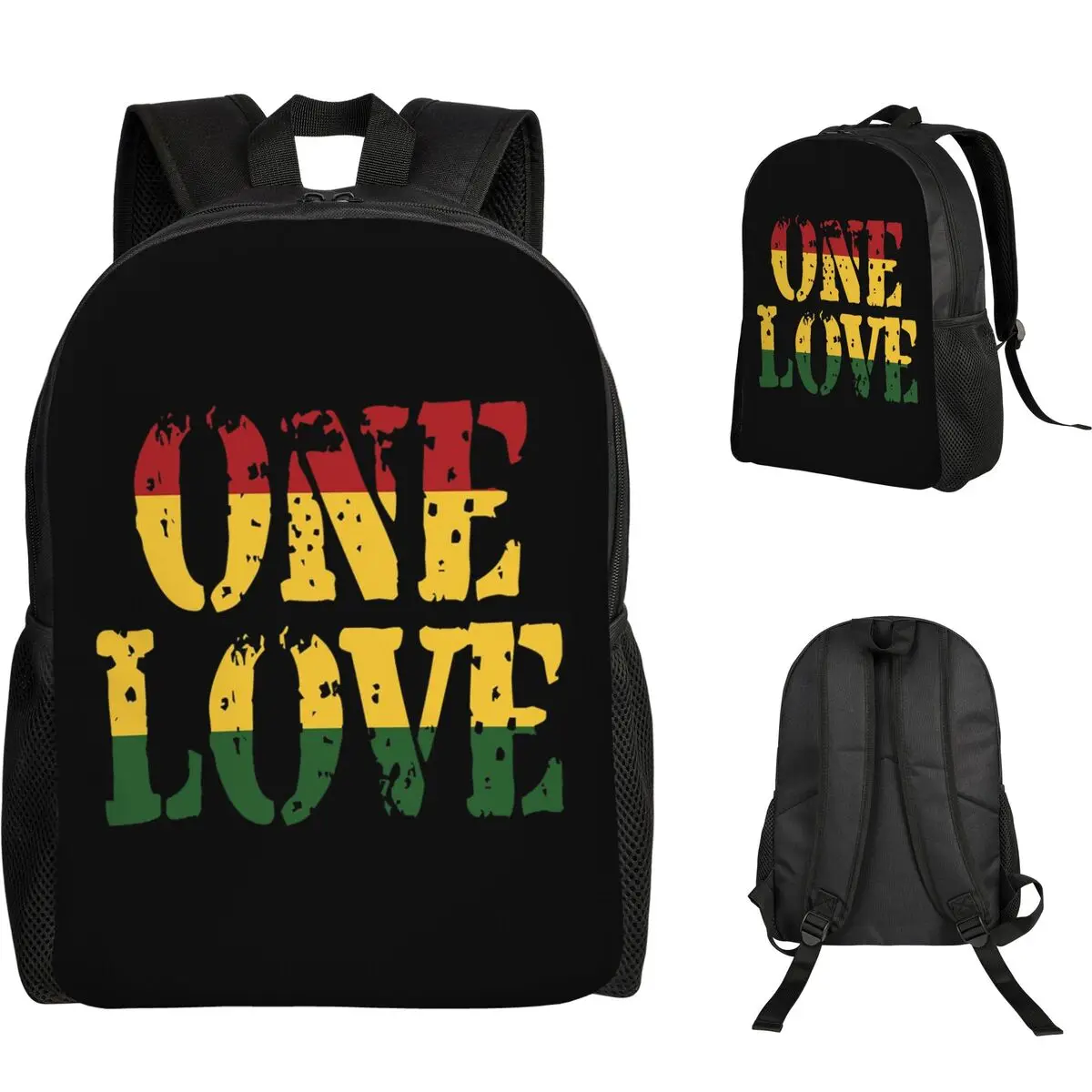 Harajuku Vintage Style Arts Bob Marley One Love Student Backpack School Bag Hiking Travel Daypack Fashion Bookbag Shoulder Bags