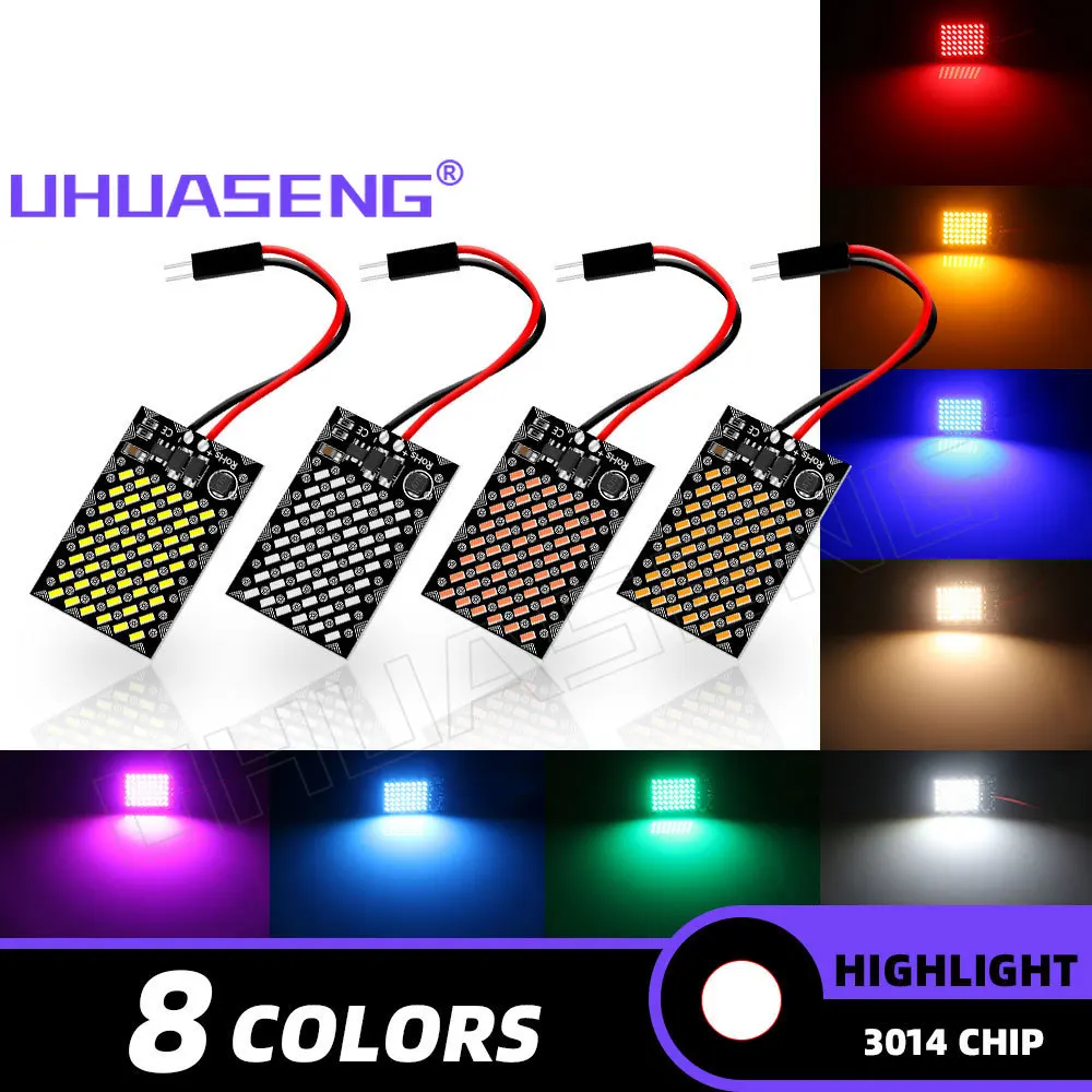 

UHUASENG 1PC 12V-24V 48SMD Led Dome Light Panel C5W C10W T10 BA9S Festoon W5W T4W 36mm 39mm 41mm 28mm 31mm 29mm Car Lamp Bulb