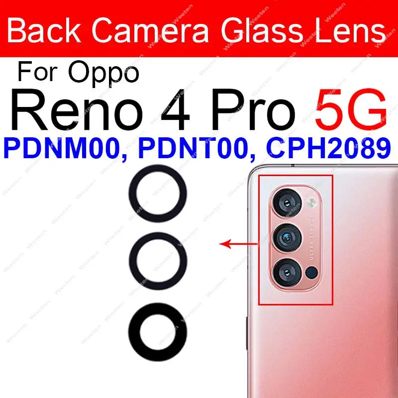 Back Camera Glass Lens For Oppo Reno ACE 2 3 4 Pro 4SE 4Z 4F 4Lite 4G 5G Rear Camera Lens Glass with Sticker Replacement