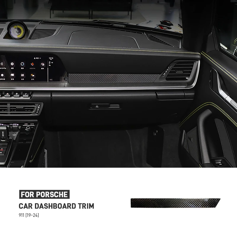 

Real Carbon Fiber Car Center Console Co-pilot Dashboard Decorative Strip Trim Sticker Accessories For Porsche 911 992 2019-2024