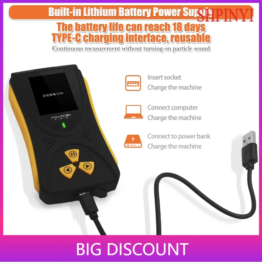 AIKESI HFS-10Pro Detector de radiação nuclear portátil Testador de raios de dose pessoal Contador Geiger Beta Gamma X Detector de raios