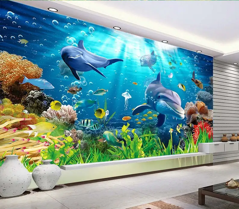 Underwater Wallpaper Sea Ocean 3d Kids Nursery Peel And Stick Removable Self Adhesive Wall Mural Boy Room