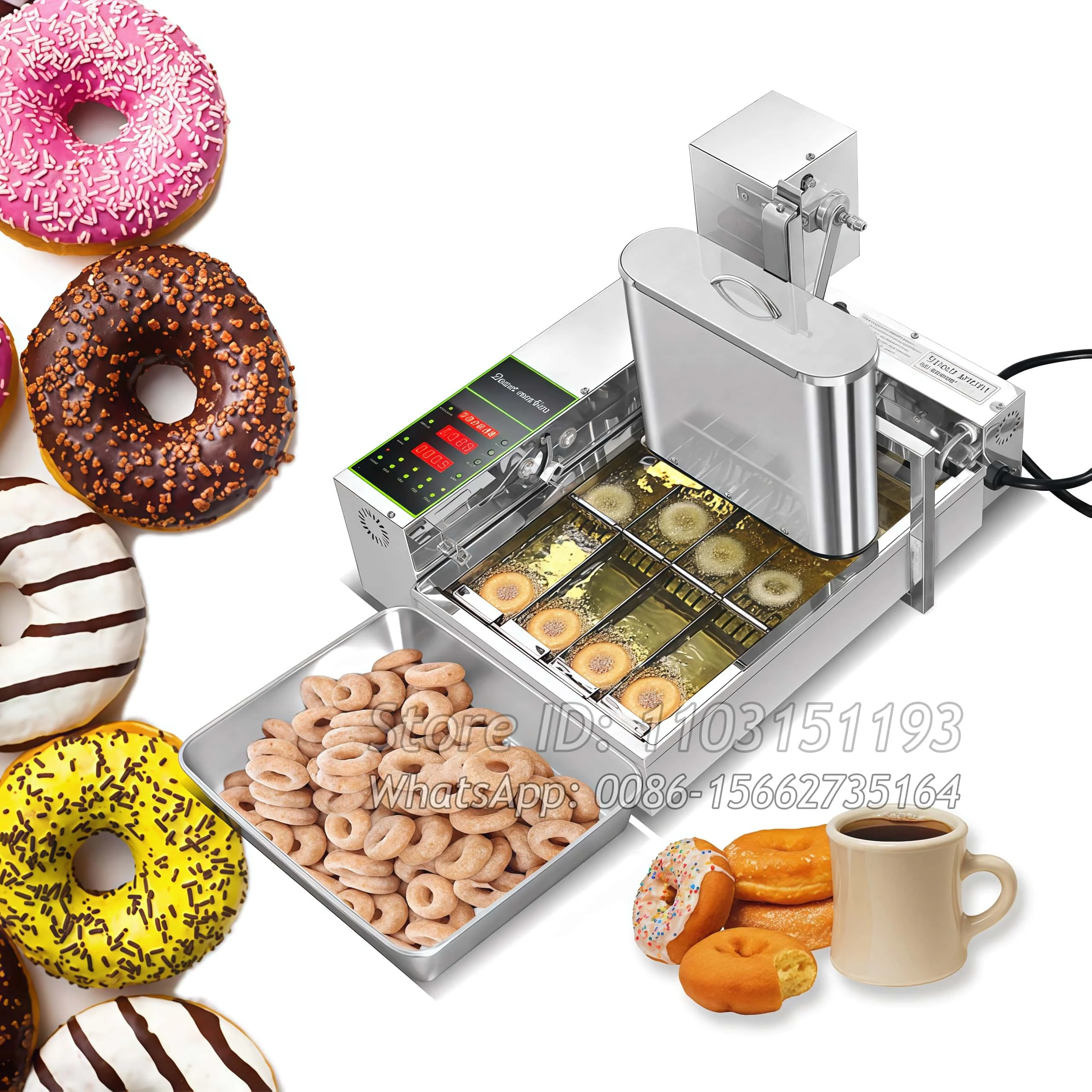 

Small Donut Fryer Equipment Mini Doughnut Maker 5.5L Donut Hopper Commercial Automatic 4 Raws Donuts Making Machine For Sale