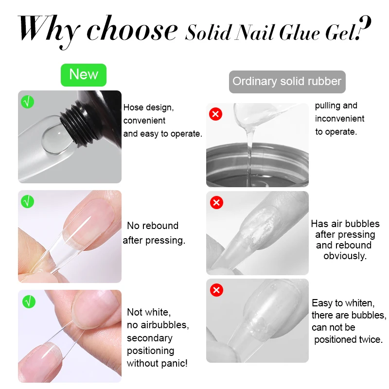 LILYCUTE 15g Solid Nail Glue Gel Easy Stick False Tips Extend Press On Nail Super Strong Nail Glue Gel For Nail Art Decoration