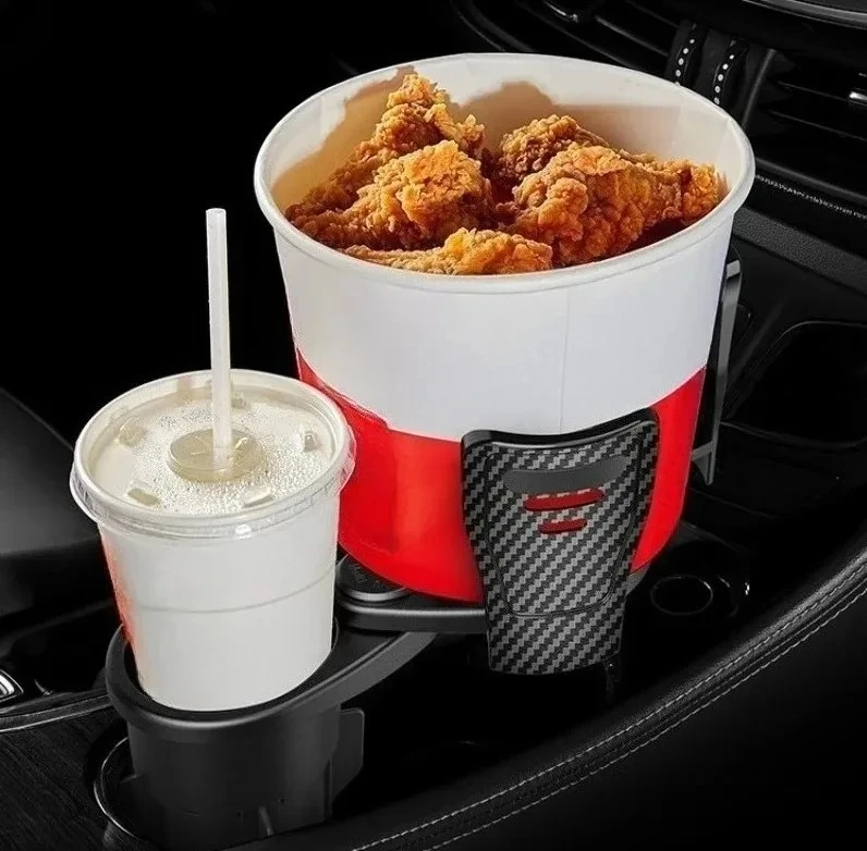 Dual‑Slot Double‑Layer Car Cup Holder Multi‑Purpose Vehicle Drink Stand Interior Storage Accessory
