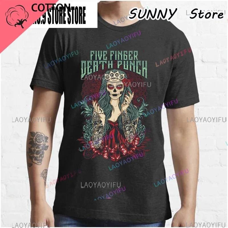 Men Biker Skully T Shirt Casual Five Finger Death Punch T-shirt Graphic Oversized Breathable Comfortable Streetwear XS-4XL