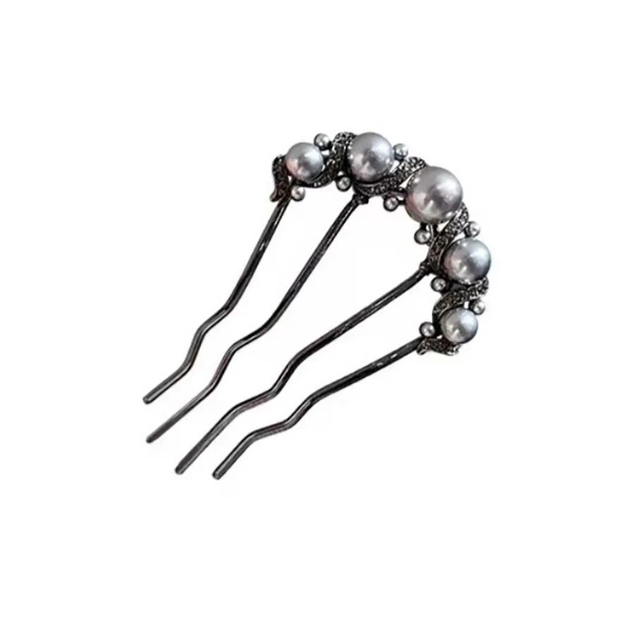 Exquisite Rhinestones Pearls U-shaped Hair Combs for Women Elegant France Ancient Style Alloy Hairpin Female Hair Accessories