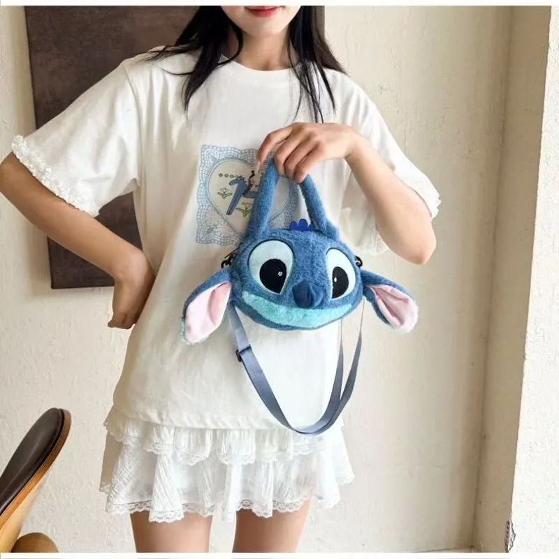 Disney New Lilo & Stitch Plush Toys Kawaii Plush Messenger Bag Girl Handbag Anime Stuffed Toys Children Cartoon Plushie Soft Bag