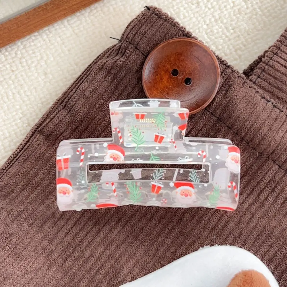 

Creative Christmas Hair Claw Clip Cartoon Transparent Floral Hair Claws Hairstyling Snowman Women's Christmas Clip Headwear