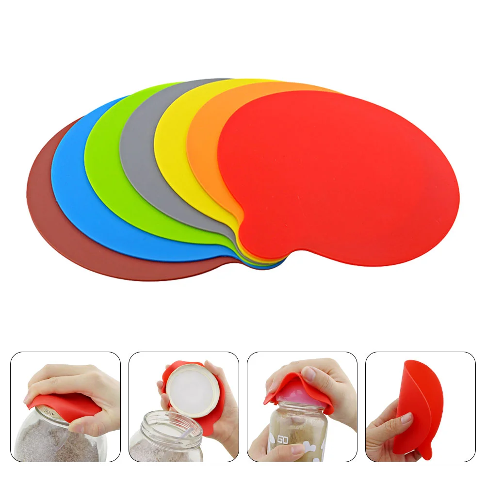 

7 Pcs Bottle Opening Mat Silicone Jar Opener Gripper Pad for Lid Grips Pads Corkscrew Tin Grippers Jars Coaster Can