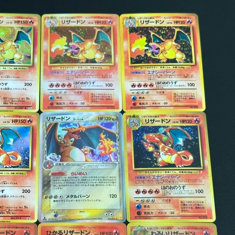 9Pcs/set Diy Self Made Ptcg Charizard Series Collection Card Color Flash Ptcg Classic Charizard Anime Cards Gift Toys
