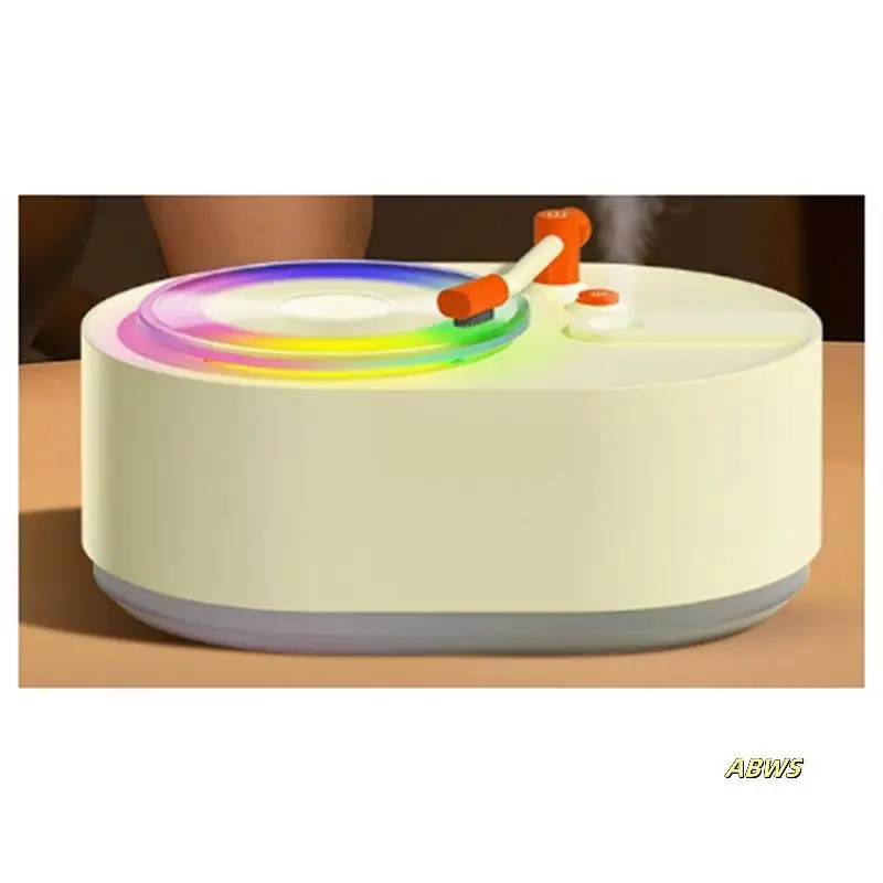 Mini USB Portable Retro Record Player Cool Mist Air Humidifier Essential Oil Aroma Diffuser With Led