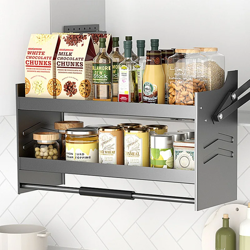

Kitchen pull-down rack cabinet damping buffer gun gray lift wall cabinet pull basket 1287