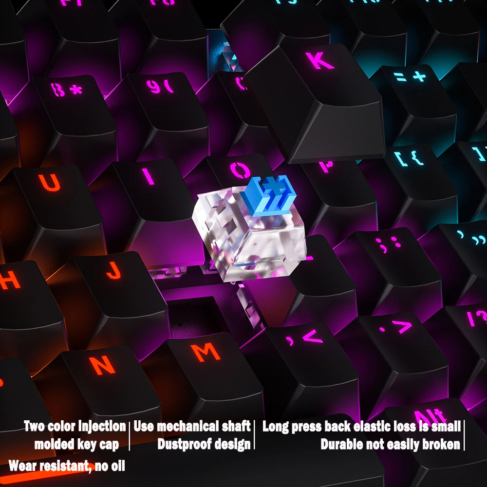 لوحة مفاتيح ميكانيكية للألعاب لوحة مفاتيح سلكية USB 87/104 مفاتيح ملونة بإضاءة خلفية RGB الأجهزة الطرفية الرياضية الإلكترونية للكمبيوتر الشخصي والكمبيوتر المحمول #4