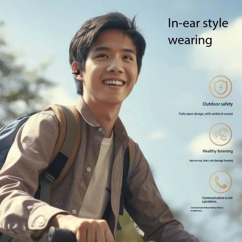 Wireless Bluetooth Ear Clip Earphones Noise Cancelling HiFi Lossless Audio Mirror Surface Headset for Sports Music