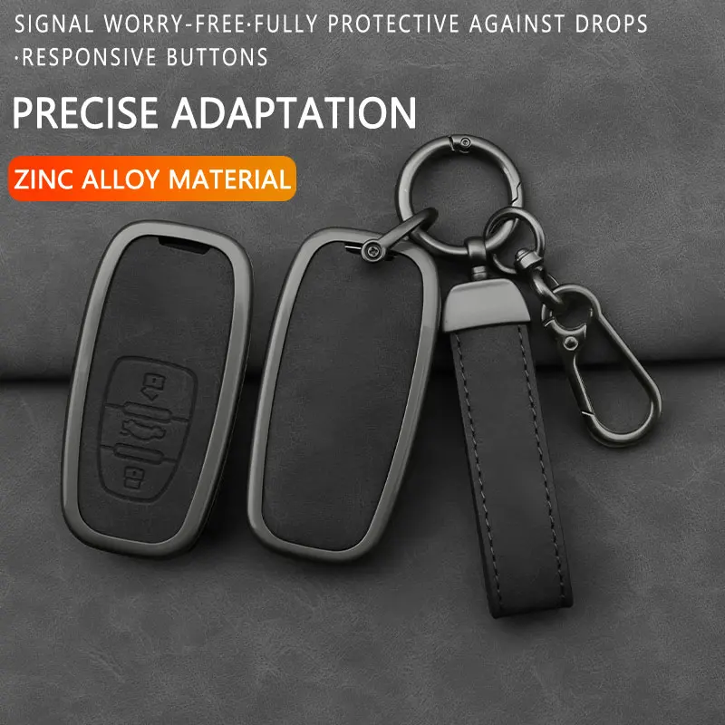 Zinc Alloy Car Key Case Cover Key Holder Shell Accessorie For A6 A7 A8 E-tron Q5 Q8 C8 D5 Audi Holder Keychain Keyless Audi