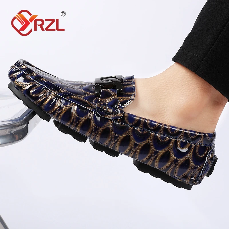 YRZL Mens Loafers Comfort Soft Moccasins High Quality Handmade PU Leather Shoes Men Flat Driving Shoes Casual Loafers for Men