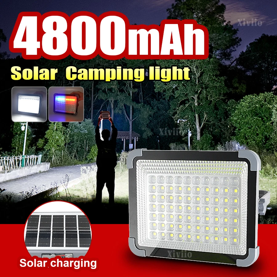 

4800mAh Solar Outdoor Camping Light Portable Solar Lantern LED Tent Light Emergency Night Market Light Waterproof Searchlight