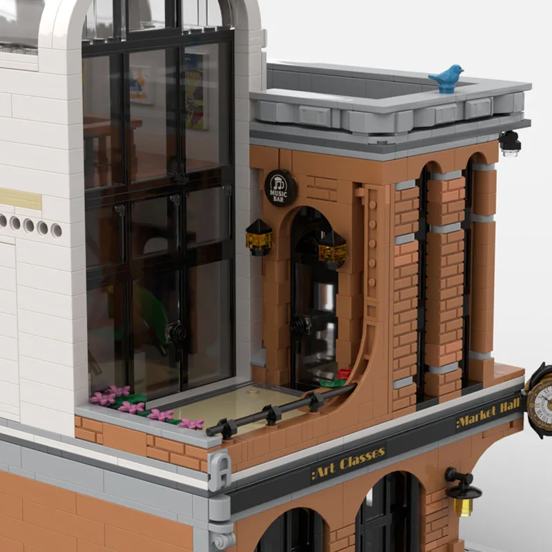 ตัวต่อ MOC-243145 อาคารตลาด บ้าน ตัวต่อขนาดเล็ก ชุดประกอบโมเดลอาคาร ซีรีส์สถาปัตยกรรมทิวทัศน์เมือง ของเล่น 3460 ชิ้น