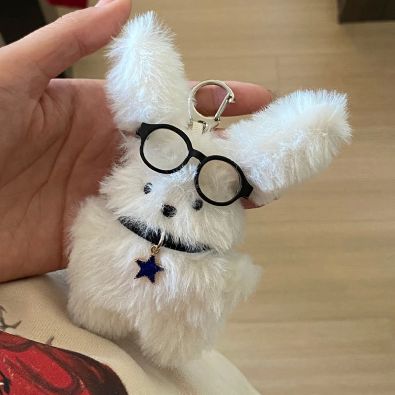 1PC Cute Plush Pilot Rabbit Doll Key Chains Ring Woman Keychain Bag Charms Toy Car Keyring Party Gift Trinket Gifts for Friends