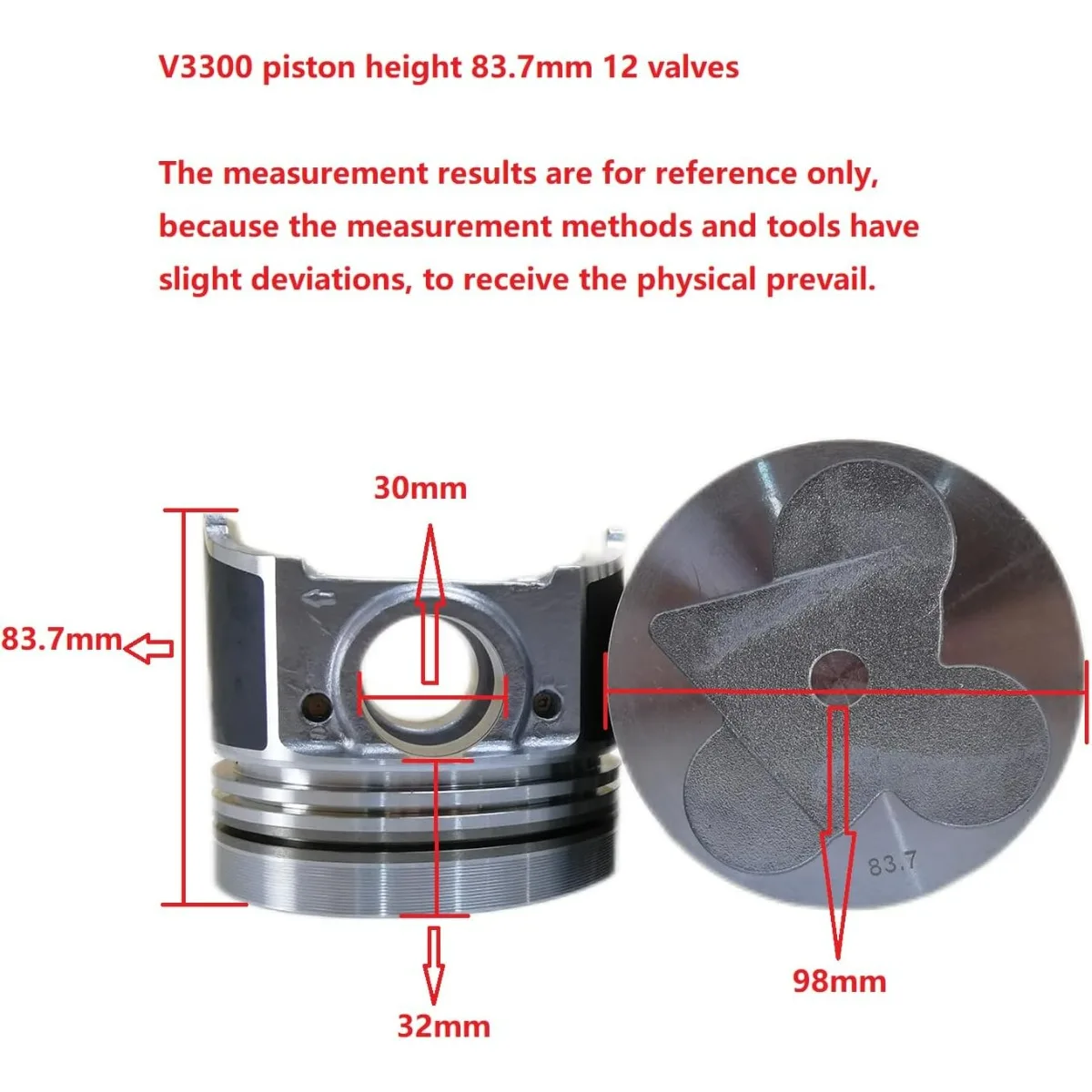 V3300 Engine Overhaul Rebuild Kit (No valve set) 12 valves Piston height 83.7mm For Kubota V3300-DI Tractor Bobcat S220 T320