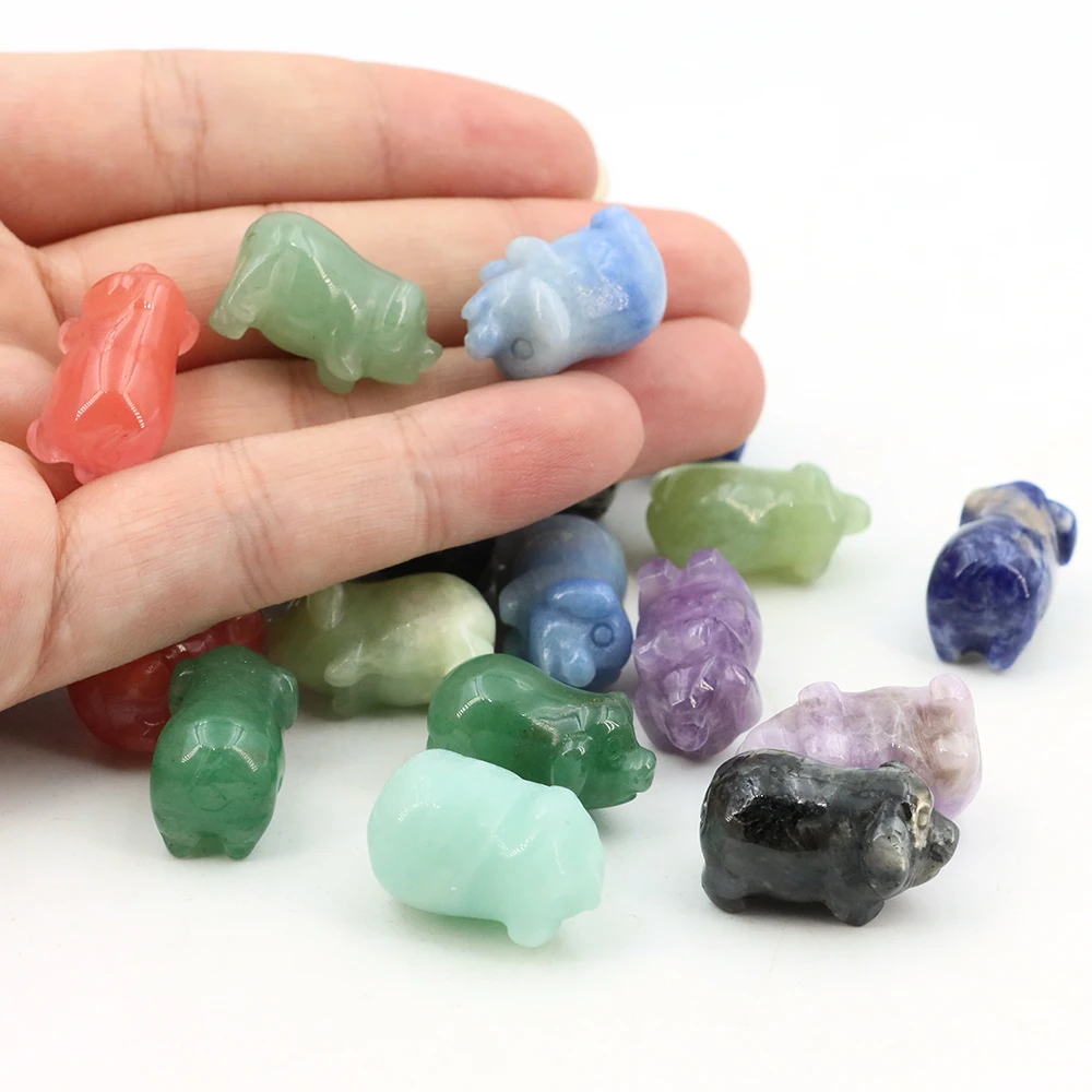 

Mini Size Natural Chakra Quartz Amazonite Pig Statue Ornaments Crystal Reiki Healing Animal Figurine Home Decoration 1 Inch Gift
