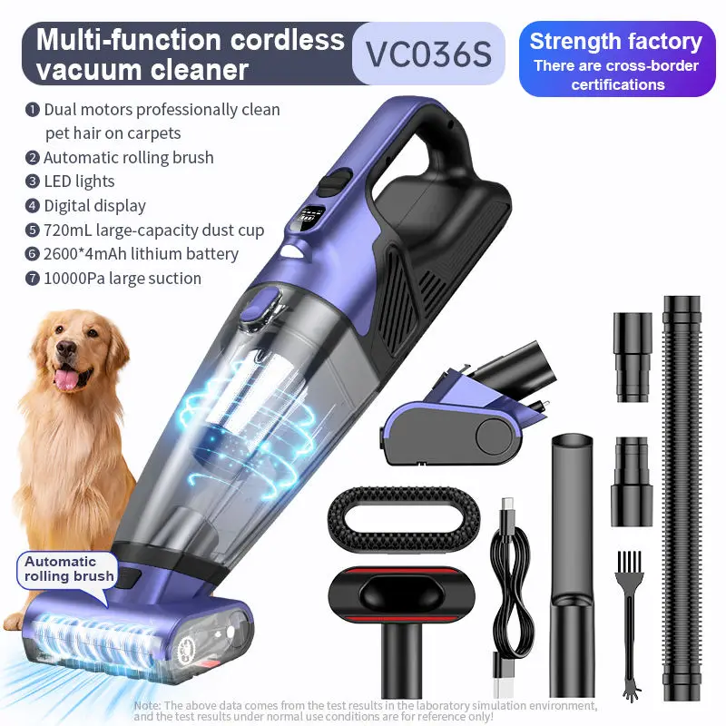 STLF120W High Power Handheld Multifunctional Pet Hair Vacuum Cleaner HouseholdsCar Vacuum Cleaner with Electric Roller Brush