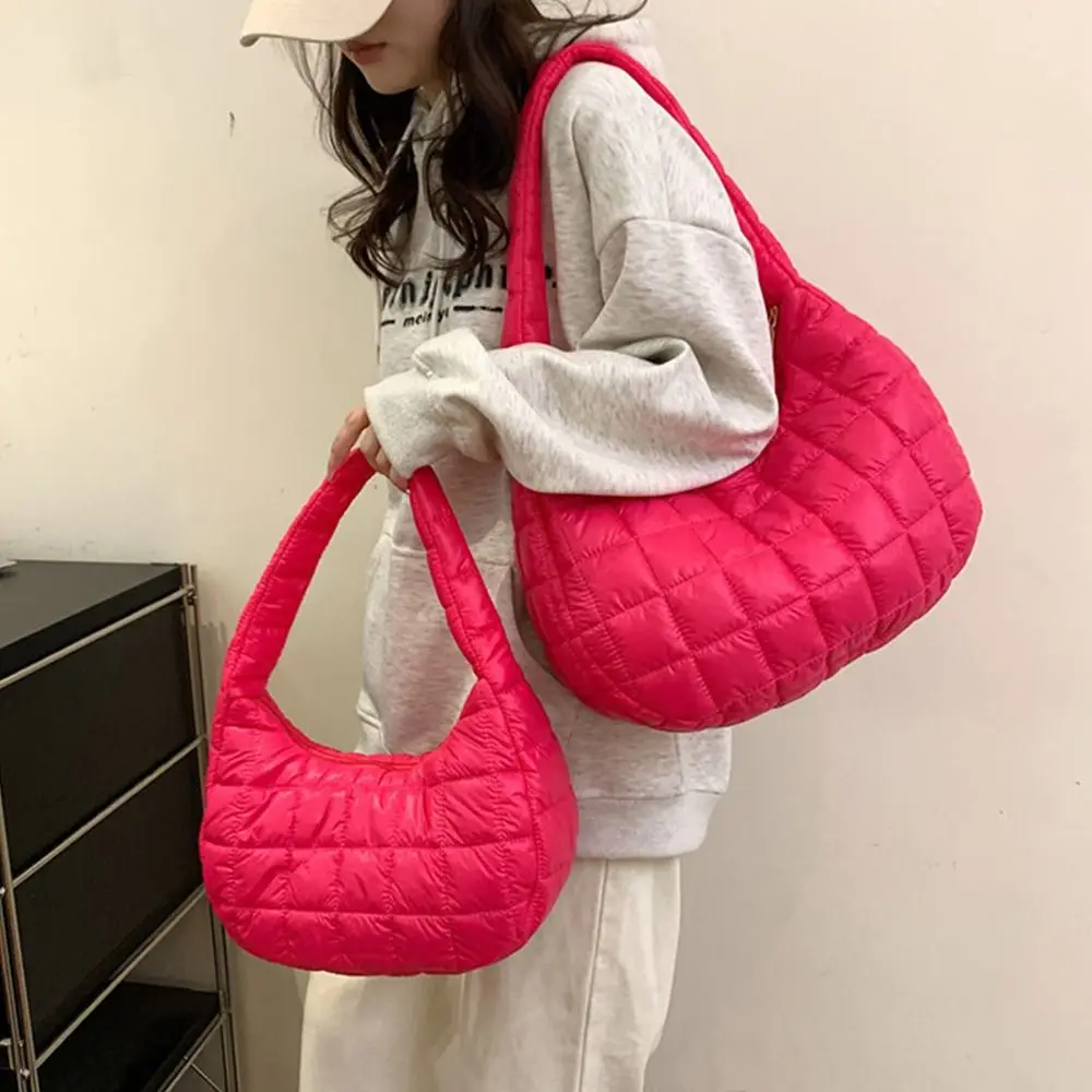 

Fashion Women Large Capacity Quilted Tote Bags Down Cotton Padded Shoulder Bags Girls Underarm Bags Puffy Handbags