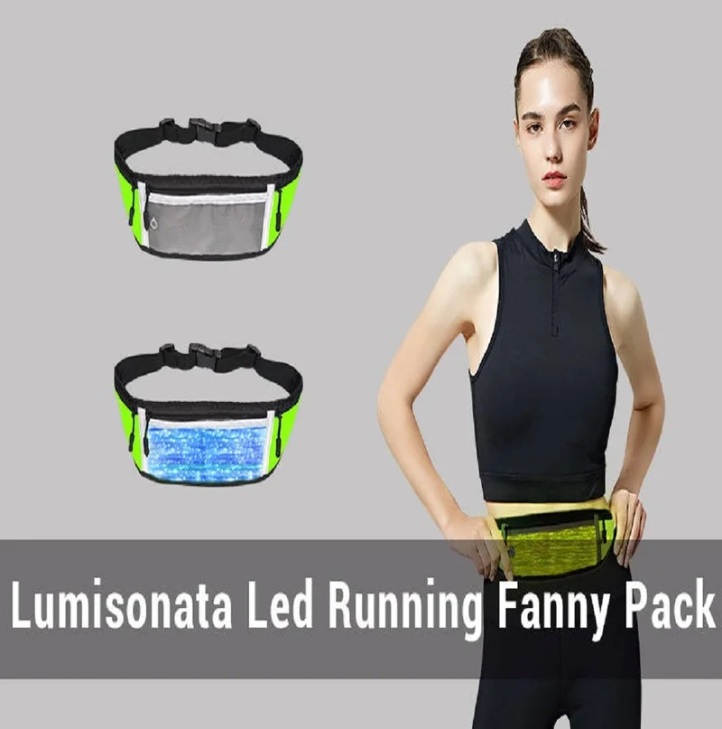 Lumisonata luminous Running Waist Bag Sports Belt  Men Women Hidden Pouch Gym Sports Bags Running Belt Waist Pack