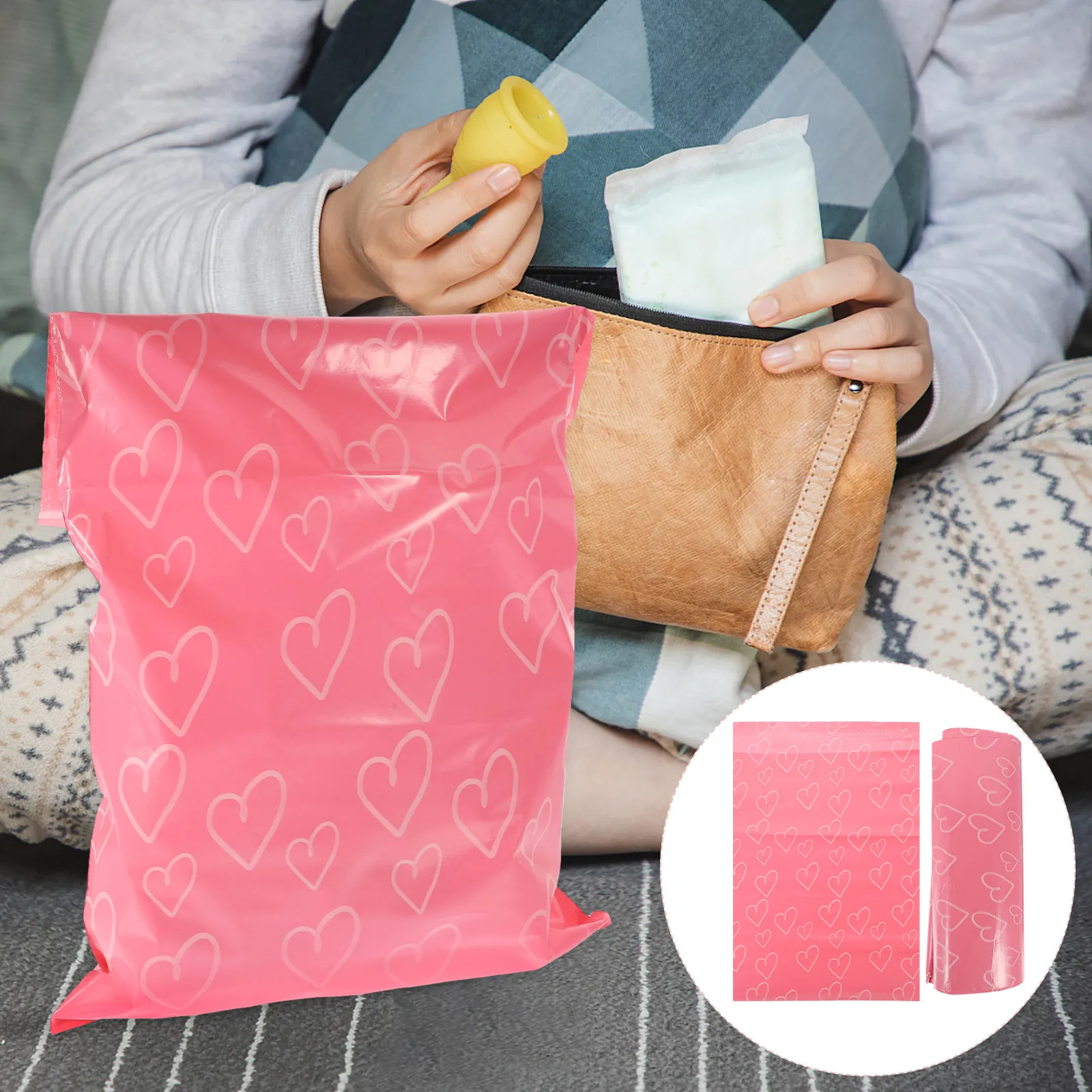 100Pcs Women Sanitary Bags Self Sealing Tear Resistant Packing Pouch for Delivery Menstrual Disposal Use Sanitary Bags
